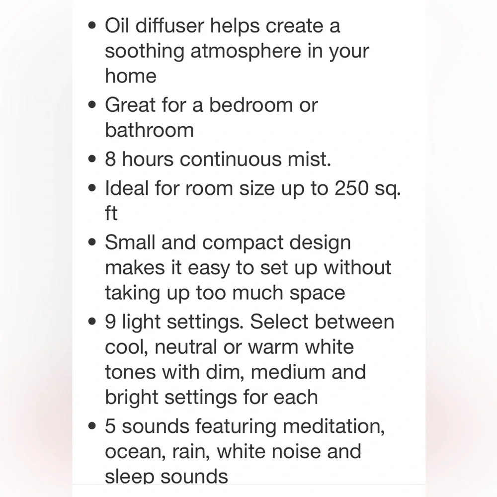 CASALUNA NWT 300ml Essential Oil Diffuser Ultrasonic Aroma Auto Shut-Off Remote